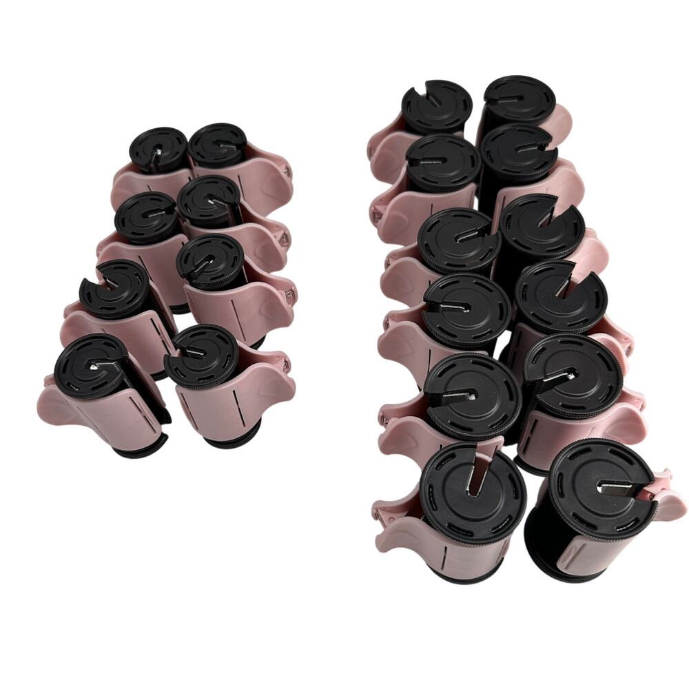 20 Hot Roller Replacements – 12 1½" & 8 1" Black Rollers with Pink Clips Heat